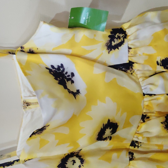 Kate Spade Yellow Black Silk Organza Dress Size 6 - Picture 6 of 12